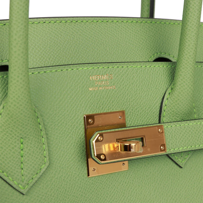 Hermes Birkin 30 Vert Criquet Epsom Gold Hardware