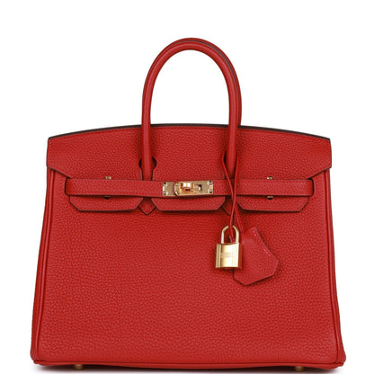 Hermes Birkin 25 Rouge Vif Togo Gold Hardware