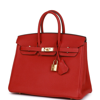 Hermes Birkin 25 Rouge Vif Togo Gold Hardware