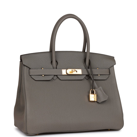 Hermes Birkin 30 Gris Meyer Togo Gold Hardware