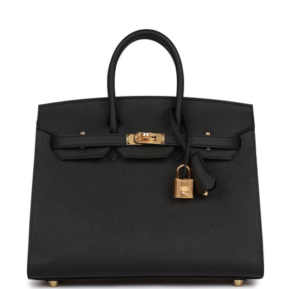 Hermes Birkin Sellier 25 Black Epsom Gold Hardware