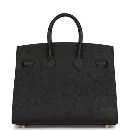 Hermes Birkin Sellier 25 Black Epsom Gold Hardware