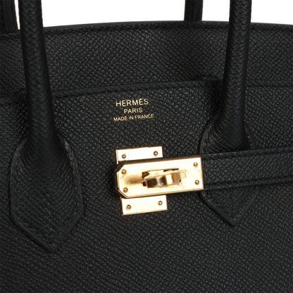 Hermes Birkin Sellier 25 Black Epsom Gold Hardware