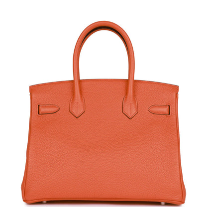 Hermes Birkin 30 Orange Poppy Clemence Palladium Hardware