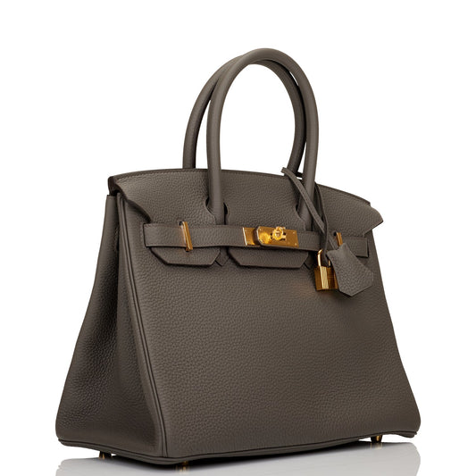 Hermes Birkin 30 Etain Togo Gold Hardware