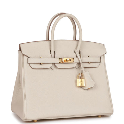 Hermes Birkin 25 Craie Togo Gold Hardware