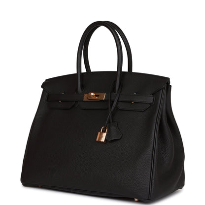 Hermes Birkin 35 Black Togo Rose Gold Hardware