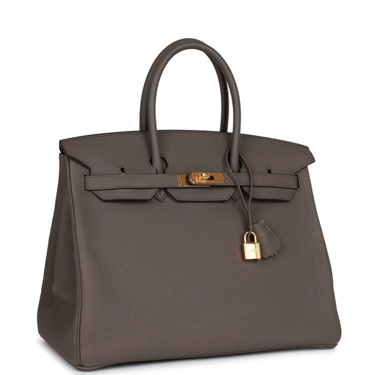 Hermes Birkin 35 Gris Etain Togo Gold Hardware