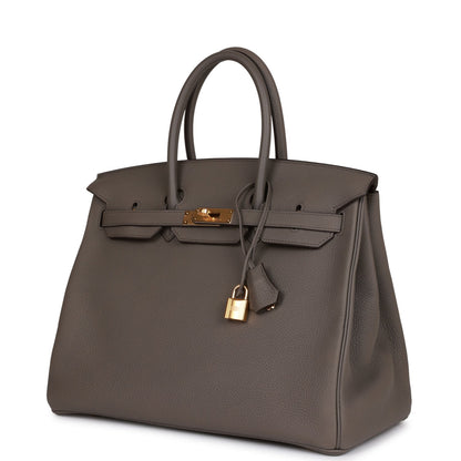 Hermes Birkin 35 Gris Etain Togo Gold Hardware