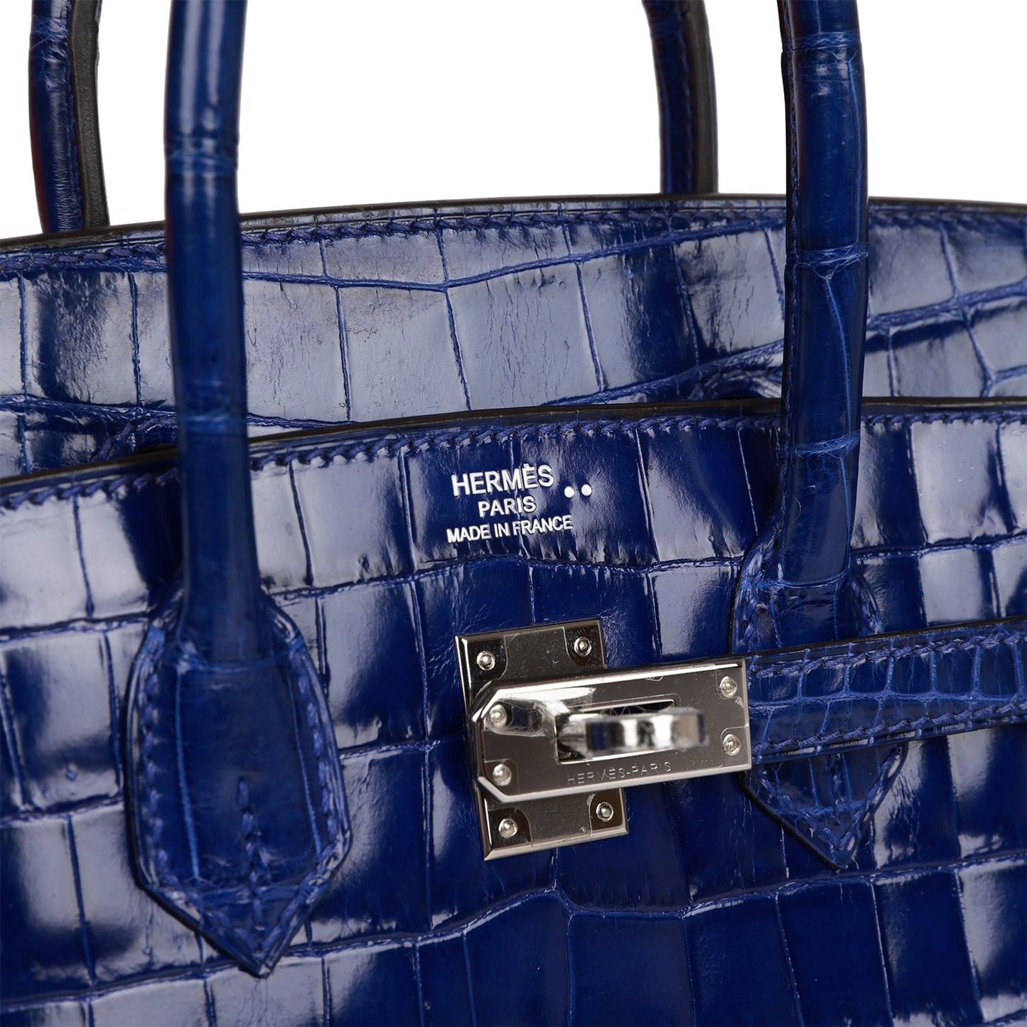 Hermes Birkin 25 Bleu Electric Shiny Niloticus Crocodile Palladium Hardware