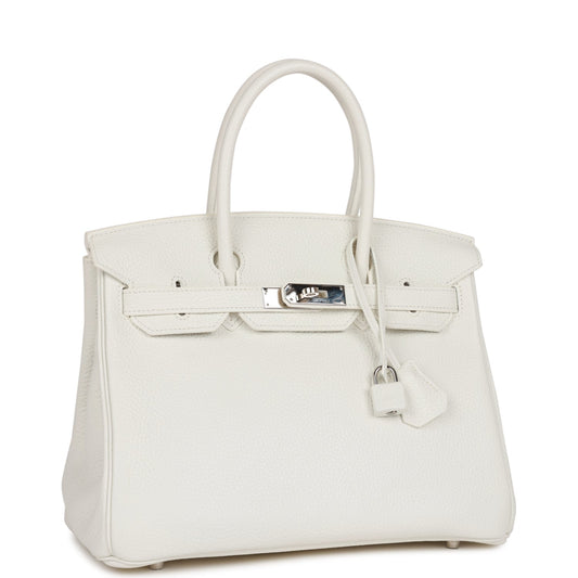 Hermes Birkin 30 White Clemence Palladium Hardware