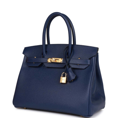 Hermes Birkin 30 Bleu Saphir Epsom Gold Hardware