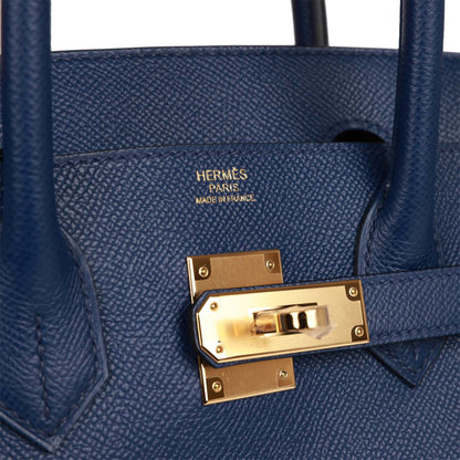 Hermes Birkin 30 Bleu Saphir Epsom Gold Hardware