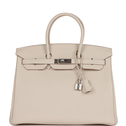 Hermes Birkin 35 Craie Togo Palladium Hardware