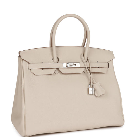 Hermes Birkin 35 Craie Togo Palladium Hardware