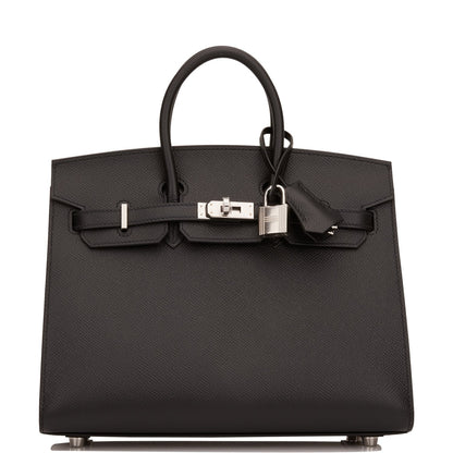 Hermes Birkin Sellier 25 Black Epsom Palladium Hardware