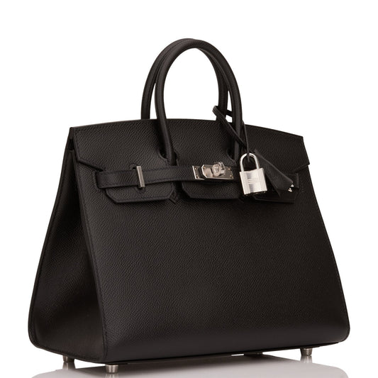 Hermes Birkin Sellier 25 Black Epsom Palladium Hardware