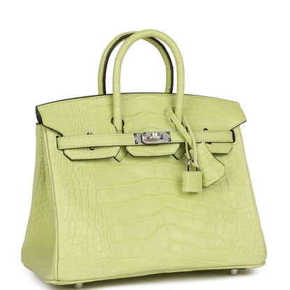 Hermes Birkin 25 Jaune Bourgeon Matte Alligator Palladium Hardware