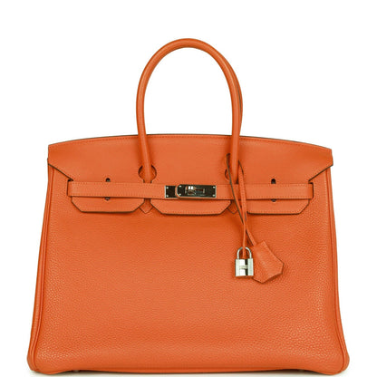 Hermes Birkin 35 Orange H Clemence Palladium Hardware