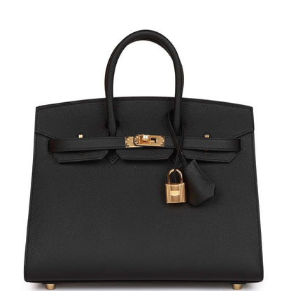 Hermes Birkin Sellier 25 Black Epsom Gold Hardware