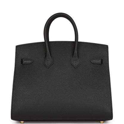 Hermes Birkin Sellier 25 Black Epsom Gold Hardware