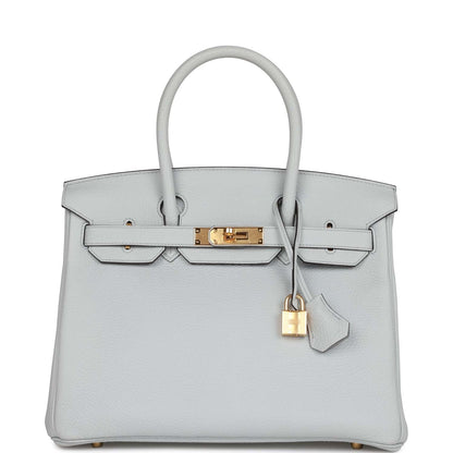 Hermes Birkin 30 Bleu Pale Clemence Gold Hardware