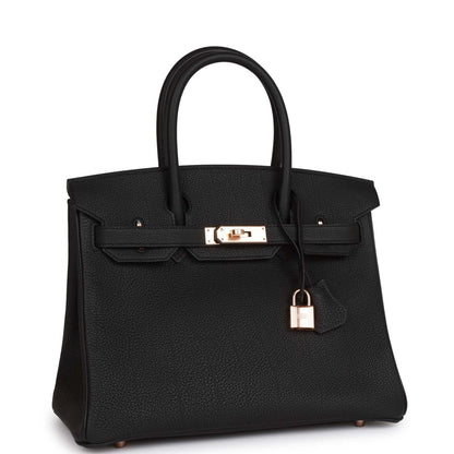 Hermes Birkin 30 Black Togo Rose Gold Hardware