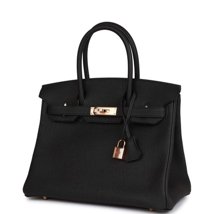 Hermes Birkin 30 Black Togo Rose Gold Hardware