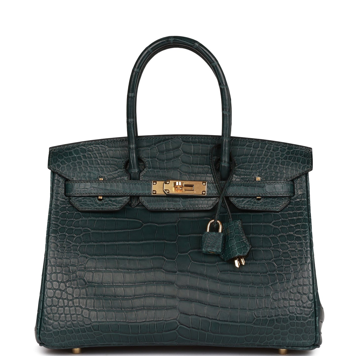 Hermes Birkin 30 Vert Fonce Matte Porosus Crocodile Gold Hardware