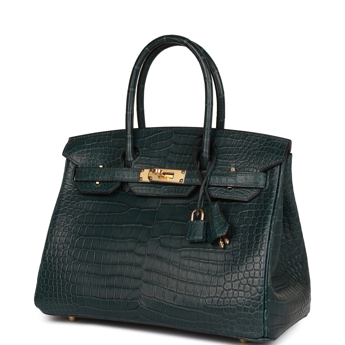 Hermes Birkin 30 Vert Fonce Matte Porosus Crocodile Gold Hardware