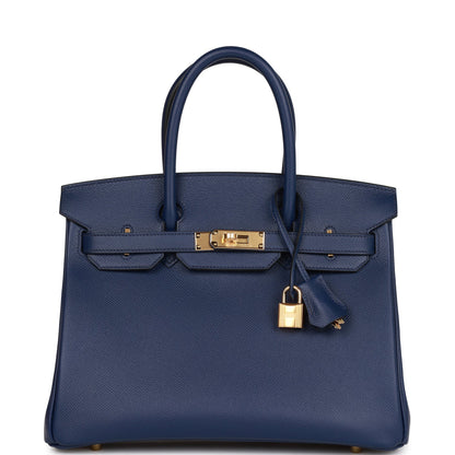 Hermes Birkin 30 Bleu Saphir Epsom Gold Hardware