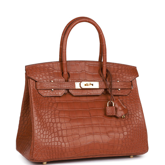 Hermes Birkin 30 Gold Matte Alligator Gold Hardware