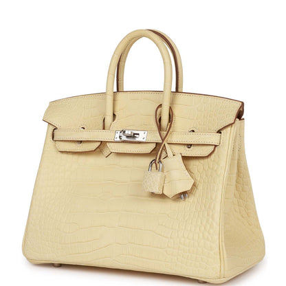 Hermes Birkin 25 Vanille Matte Alligator Palladium Hardware