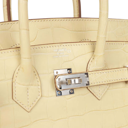 Hermes Birkin 25 Vanille Matte Alligator Palladium Hardware