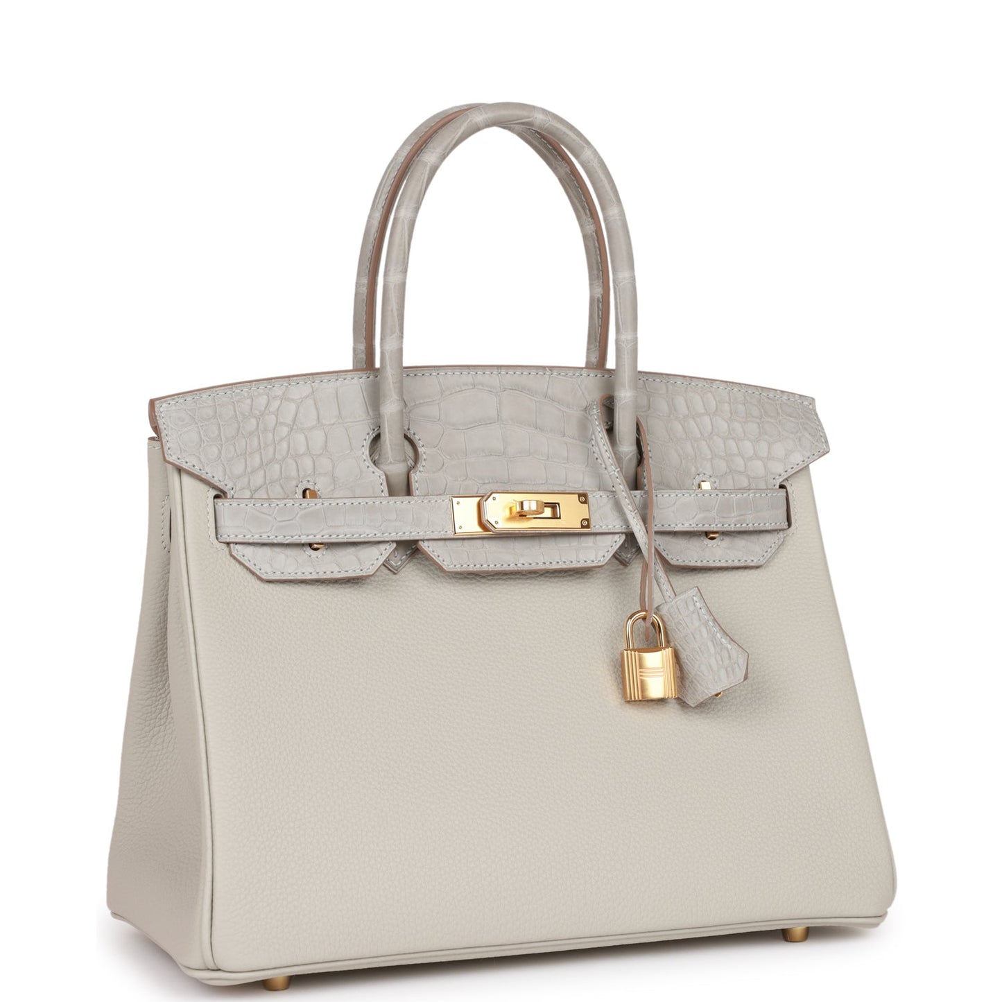 Hermes Birkin 30 Gris Perle Matte Alligator and Togo Touch Gold Hardware