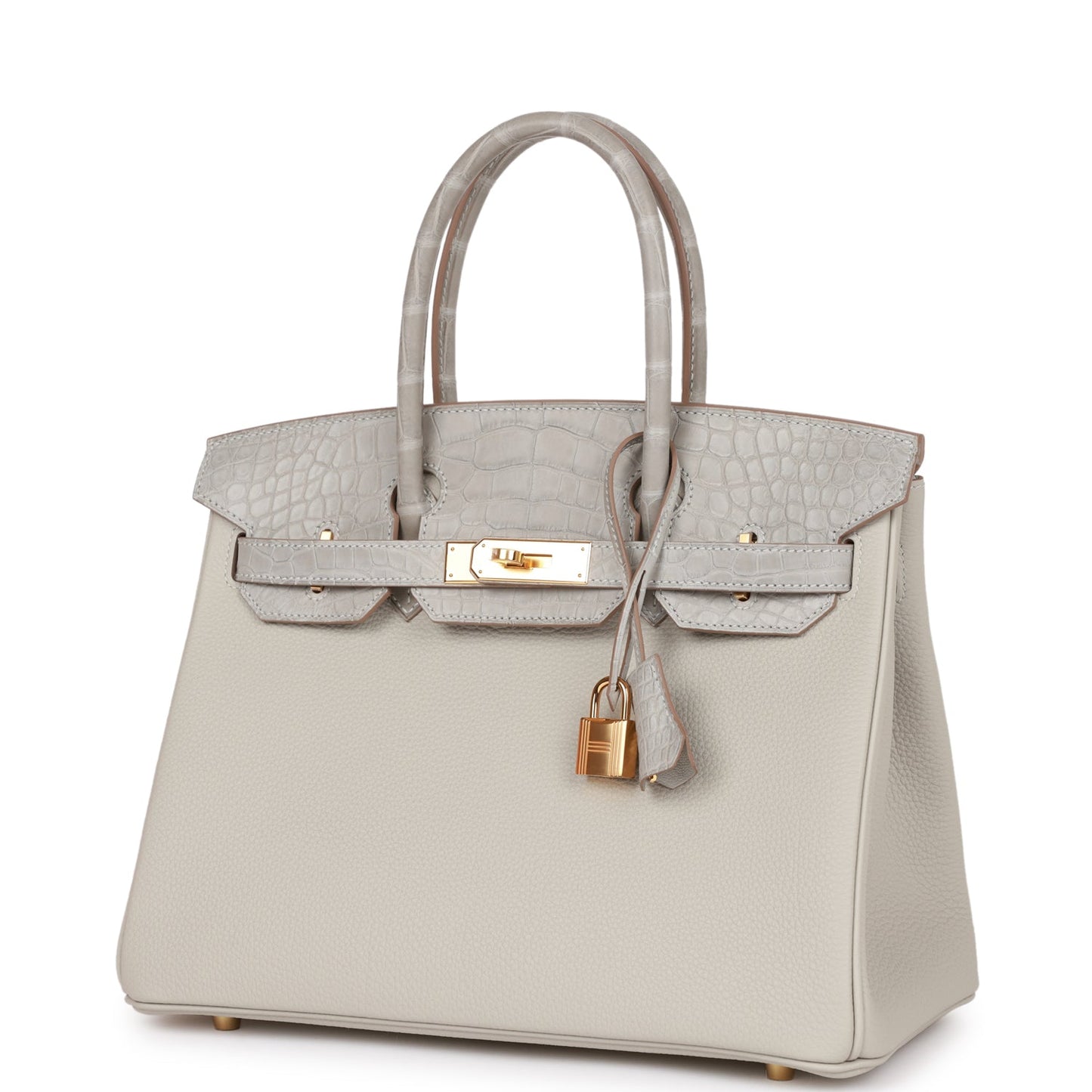 Hermes Birkin 30 Gris Perle Matte Alligator and Togo Touch Gold Hardware