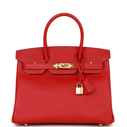 Hermes Birkin 30 Rouge Casaque Epsom Gold Hardware