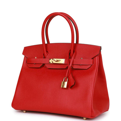 Hermes Birkin 30 Rouge Casaque Epsom Gold Hardware