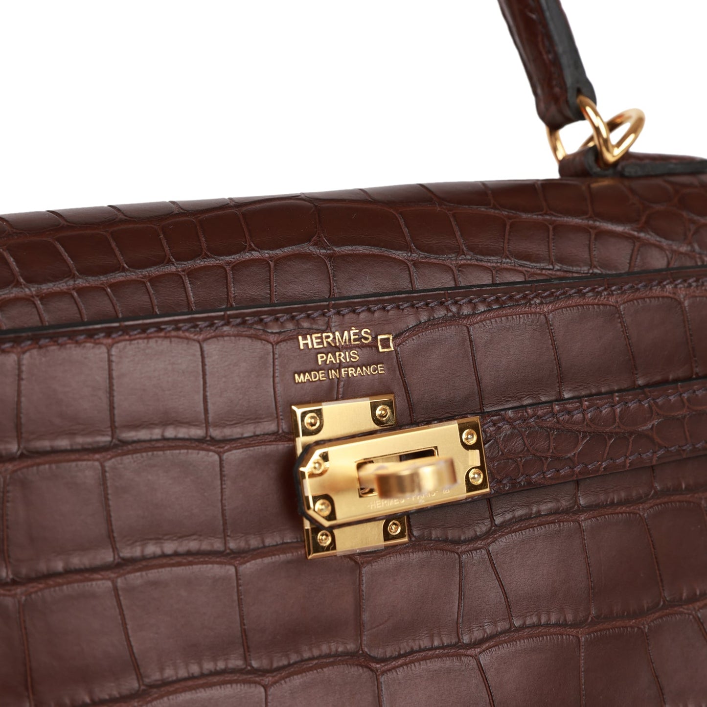 Hermes Kelly Retourne 25 Rouge Sellier Matte Alligator Gold Hardware