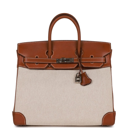 Hermes HAC Birkin 32 Toile and Barenia Palladium Hardware