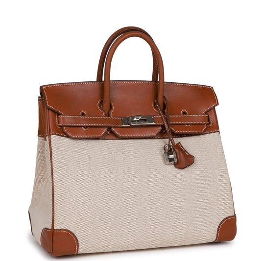 Hermes HAC Birkin 32 Toile and Barenia Palladium Hardware