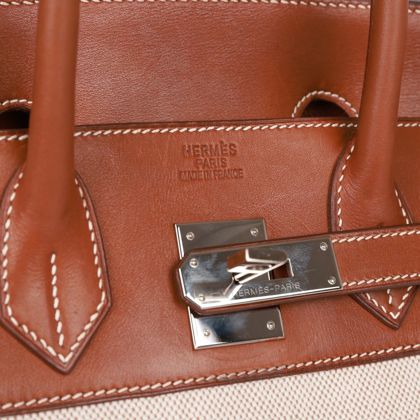 Hermes HAC Birkin 32 Toile and Barenia Palladium Hardware