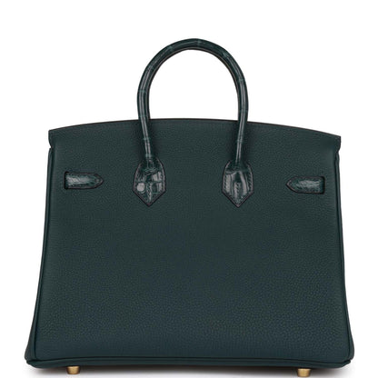 Hermes Birkin 25 Vert Cypress Matte Alligator and Togo Touch Gold Hardware