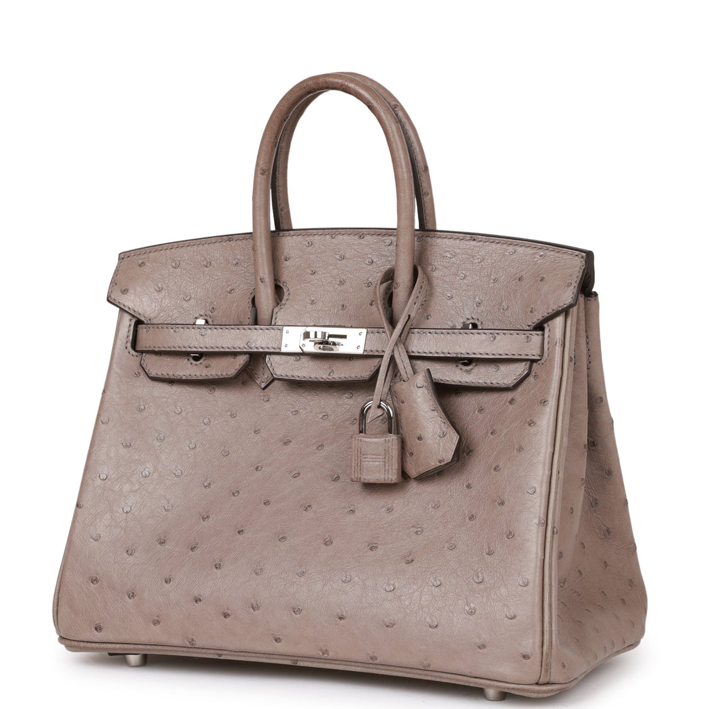 Hermes Birkin 25 Gris Tourterelle Ostrich Palladium Hardware