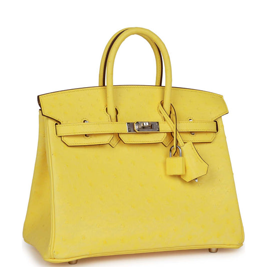 Hermes Birkin 25 Jaune Citron Ostrich Palladium Hardware