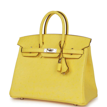 Hermes Birkin 25 Jaune Citron Ostrich Palladium Hardware