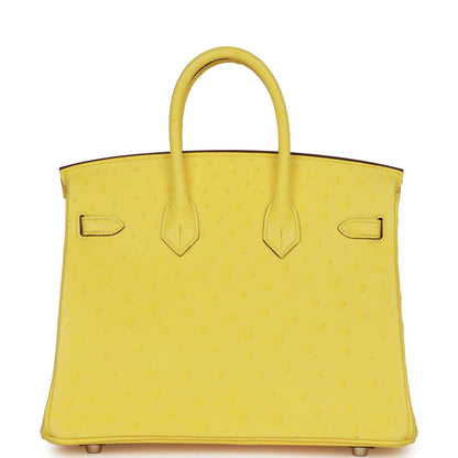 Hermes Birkin 25 Jaune Citron Ostrich Palladium Hardware