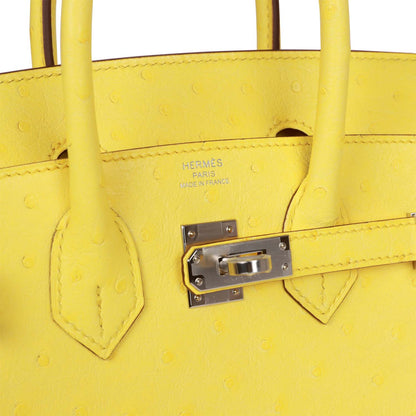 Hermes Birkin 25 Jaune Citron Ostrich Palladium Hardware