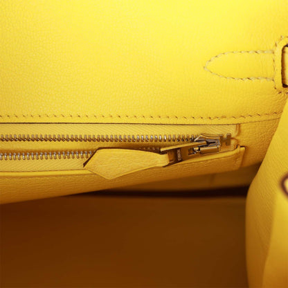 Hermes Birkin 25 Jaune Citron Ostrich Palladium Hardware