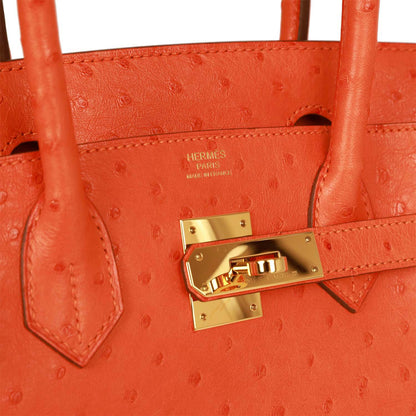 Hermes Birkin 30 Tangerine Ostrich Gold Hardware